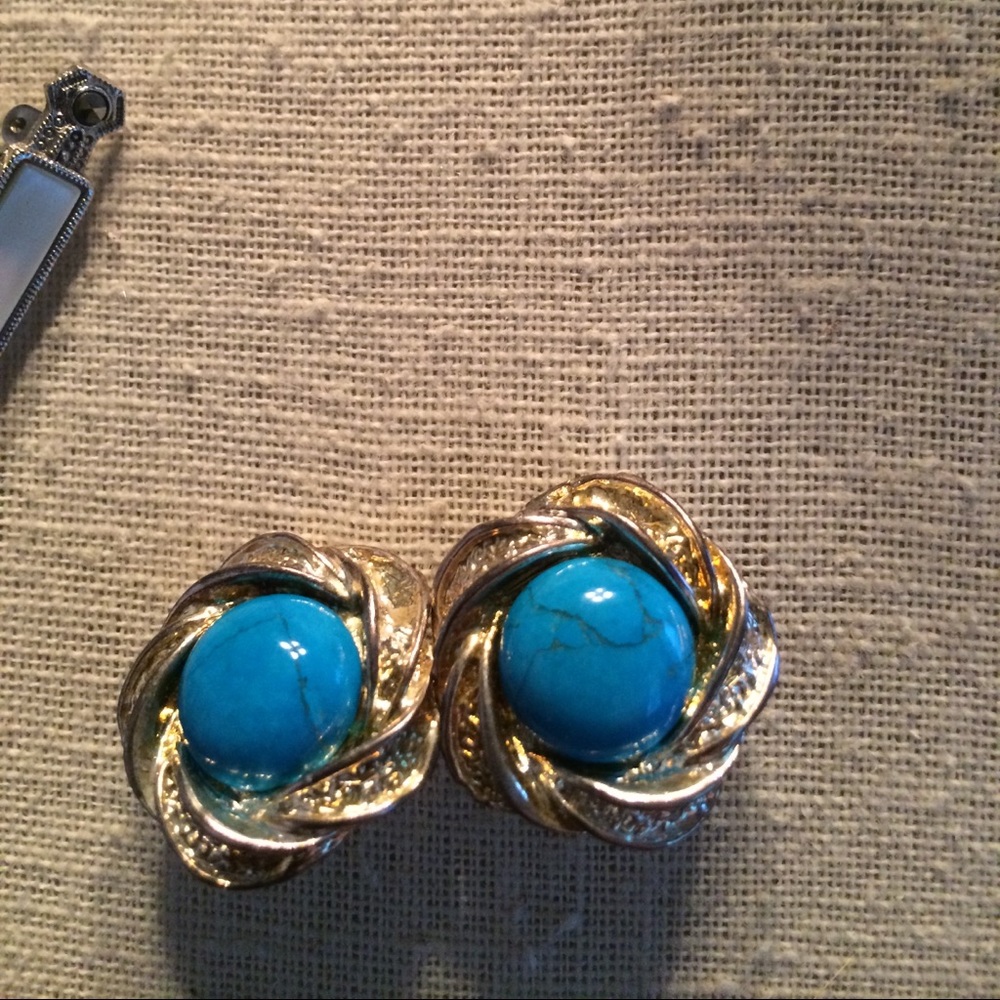 Vintage faux turquoise earrings